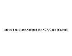 States That Have Adopted the ACA Code of Ethics