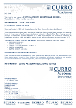 CURRO ACADEMY SOSHANGUVE SCHOOL INFORMATION • CURRO HOLDINGS