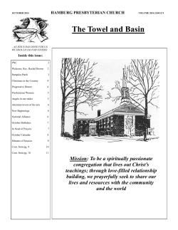 The Towel and Basin HAMBURG PRESBYTERIAN CHURCH Inside this issue: