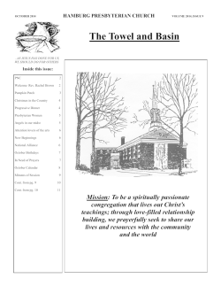 The Towel and Basin HAMBURG PRESBYTERIAN CHURCH Inside this issue: