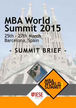 MBA World Summit 2015 - SUMMIT BRIEF - 25th - 27th March