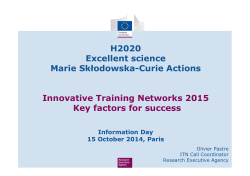 H2020 Excellent science Marie Skłodowska-Curie Actions Innovative Training Networks 2015