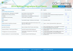 CCH Learning 2014 Webinar Programme At-a-Glance Topics
