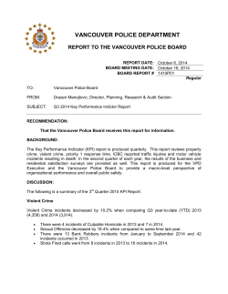 VANCOUVER POLICE DEPARTMENT  REPORT TO THE VANCOUVER POLICE BOARD