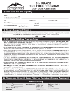 5th GRADE RIDE FREE PROGRAM 2014-2015 Application Ride Card Info and Eligibility