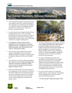 San Gabriel Mountains National Monument Fact Sheet