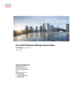 Performance Manager Release Notes Cisco UCS Americas Headquarters