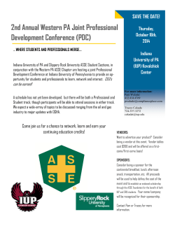 2nd Annual Western PA Joint Professional Development Conference (PDC) SAVE THE DATE! Thursday,