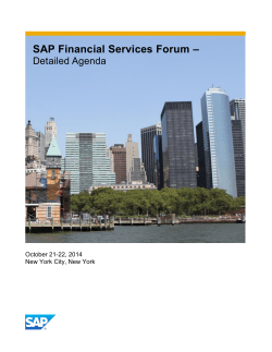 SAP Financial Services Forum – Detailed Agenda October 21-22, 2014