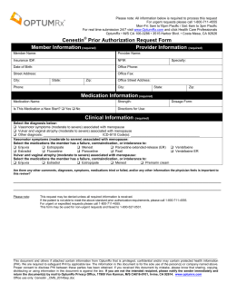Cenestin Prior Authorization Request Form Member Information