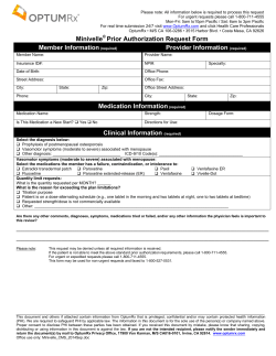 Minivelle Prior Authorization Request Form Member Information