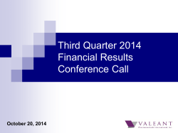 Third Quarter 2014 Financial Results Conference Call October 20, 2014