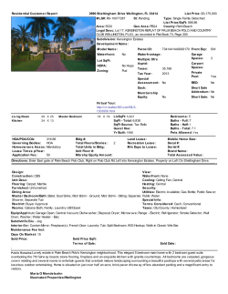 Residential Customer Report 2690 Sheltingham Drive Wellington, FL 33414 List Price: $3,175,000