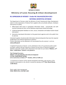 Ministry of Land, Housing &amp; Urban development  NATIONAL GEOSPATIAL DATABASE