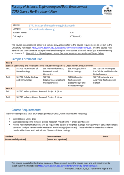 Faculty of Science, Engineering and Built Environment 2015 Course Re-Enrolment Plan