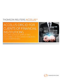 ACCELUS ORG ID FOR CLIENTS OF FINANCIAL INSTITUTIONS THOMSON REUTERS