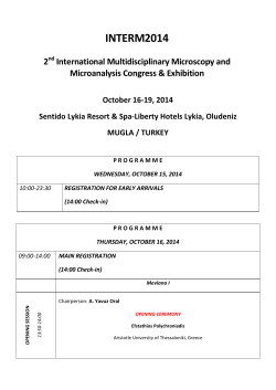 INTERM2014 2 International Multidisciplinary Microscopy and Microanalysis Congress &amp; Exhibition