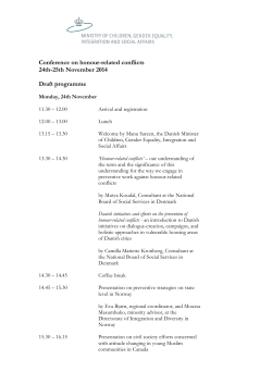 Conference on honour-related conflicts 24th-25th November 2014 Draft programme