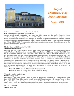 Bedford Council on Aging Announcements October 2014