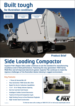 Built tough Side Loading Compactor for Australian conditions Product Brief