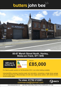 £85,000 85-87 Marsh Street North, Hanley, Stoke-on-Trent, ST1 5HN 429 sq m