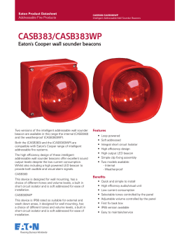 CASB383/CASB383WP Eaton’s Cooper wall sounder beacons Features Eaton Product Datasheet