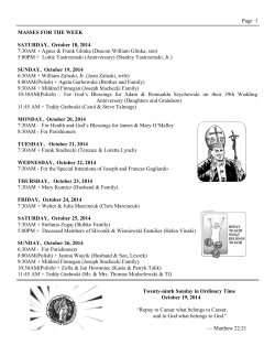 MASSES FOR THE WEEK SATURDAY,  October 18, 2014 Page  1