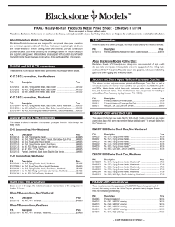HOn3 Ready-to-Run Products Retail Price Sheet - Effective 11/1/14