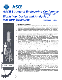 ASCE Structural Engineering Conference Workshop: Design and Analysis of Masonry Structures