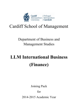 Cardiff School of Management LLM International Business (Finance)