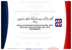 Advance Systematic Engineering Sdn. Bh d. Kejutraan Sistematik Maju Sdn. Bhd. RC/00009475
