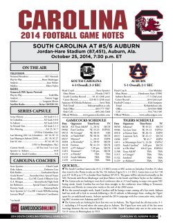 CAROLINA 2014 FOOTBALL GAME NOTES South Carolina at #5/6 auburn