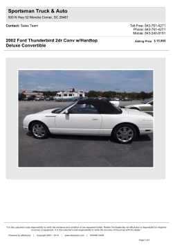 Sportsman Truck &amp; Auto 2002 Ford Thunderbird 2dr Conv w/Hardtop Deluxe Convertible