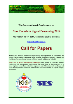 Call for Papers New Trends in Signal Processing 2014