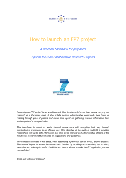 How to launch an FP7 project A practical handbook for proposers