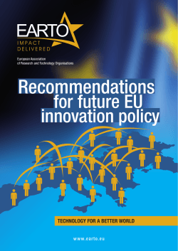 Recommendations for future EU innovation policy TECHNOLOGY FOR A BETTER WORLD