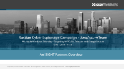 Sandworm Russian Cyber Espionage Campaign - Team An iSIGHT Partners Overview