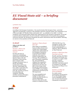 EU Fiscal State aid – a briefing document Tax Policy Bulletin