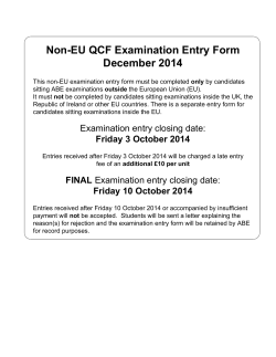 Non-EU QCF Examination Entry Form December 2014
