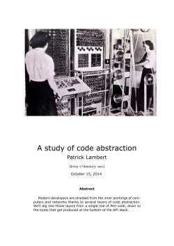 A study of code abstraction Patrick Lambert [ October 15, 2014