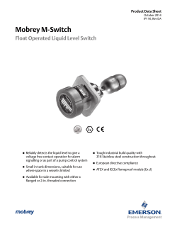 Mobrey M-Switch Float Operated Liquid Level Switch Product Data Sheet