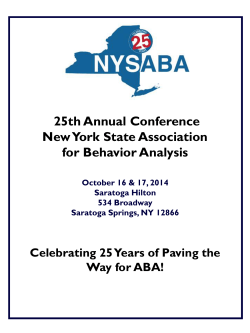25th Annual Conference New York State Association for Behavior Analysis