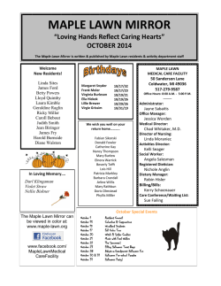 MAPLE LAWN MIRROR &ldquo;Loving Hands Reflect Caring Hearts&rdquo; OCTOBER 2014