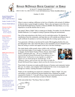 October 15, 2014 Aloha,