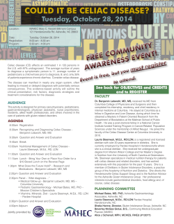 COULD IT BE CELIAC DISEASE? Tuesday, October 28, 2014