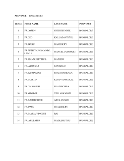 PROVINCE SR NO.  FIRST NAME LAST NAME