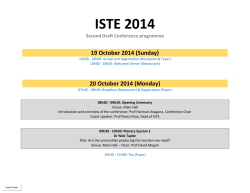 ISTE 2014 19 October 2014 (Sunday) Second Draft Conference programme