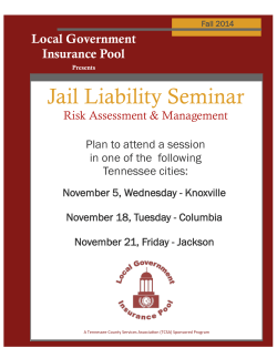 Jail Liability Seminar Local Government Insurance Pool Risk Assessment &amp; Management