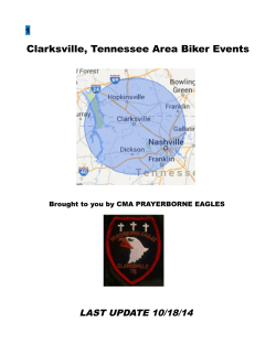 Clarksville, Tennessee Area Biker Events LAST UPDATE 10/18/14 1