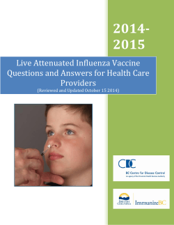 2014- 2015 Live Attenuated Influenza Vaccine Questions and Answers for Health Care